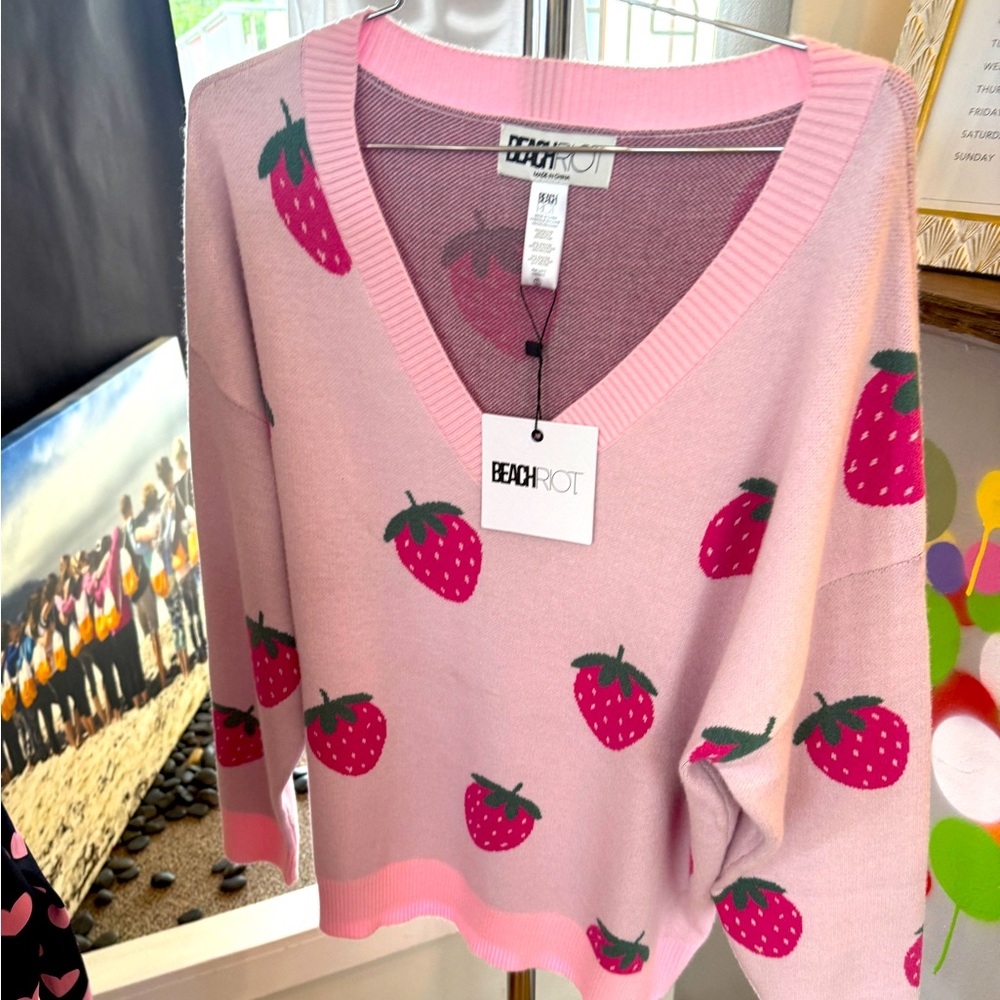 Beach Riot Pink Strawberry Sweater